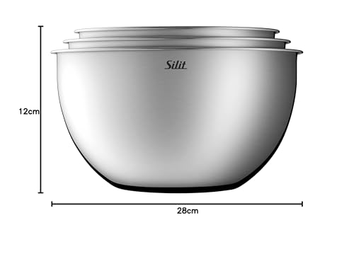 Silit Küchenschüssel-Set 3-teilig, Edelstahlschüsseln, multifunktional als Rührschüssel Edelstahl, Salatschüssel, Servierschüssel, stapelbar 7