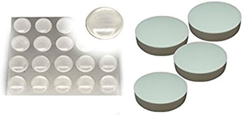 ALDORADO 24 Pcs Set: 20 Pcs 18x10 Transparent Door Bumpers and 4 Pcs 60x10 White Door Knob Stoppers