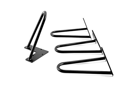 Mrhardware Hairpin Metal Table Legs, (Raw Steel) 1/2 Inch Thick - (Set of 4) (H6-2Rod-1/2)