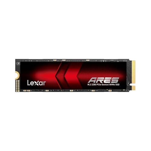Lexar ARES 4TB SSD, M.2 2280 PCIe Gen4x4 1.4 interne NVMe-SSD. Bis 7.400 MB/s Lesen & 6.500 MB/s Schreiben. Für PS5, PC, Laptop, Gamer, Gestalter, Fac