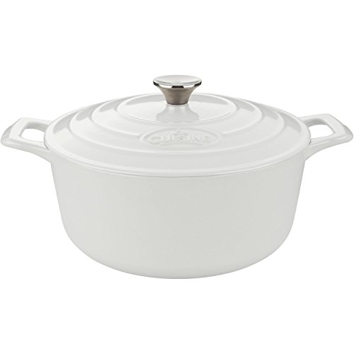 La Cuisine 3.7 Qt Enameled Cast Iron Round Covered Dutch Oven, White