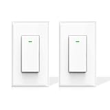 Smart Light Switch, Maxcio WiFi Smart Switch, Compatible with Alexa and Google Home, Remote Control with Timing Funtion, No Hub Required, 15A - 2 Packs (Neutral Wire Required)