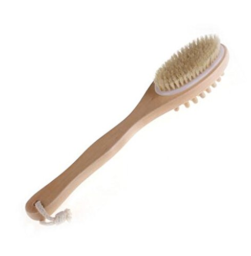 Hosaire 2-in-1 Sided Bristles Scrubber Wooden Shower Brush Bath With Long Handle Wooden Shower Brush Bath - Thumbnail 5