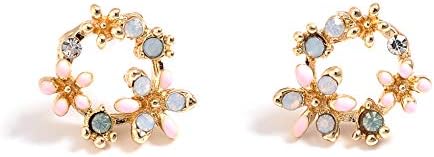 AOLIWEN Girls And Women Colored Garland Earrings Colored Diamond Petals Pearl Earrings Stud Earring