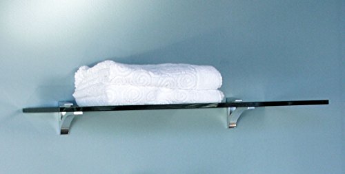 Glass Wall Shelf - 10x36 - Frosted Chrome Hardware (Clear) (36"W x 10"D)