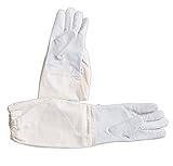 Children Goatskin Leather Beekeeper's Glove with Long Canvas Sleeve & Elastic Cuff (Small)
