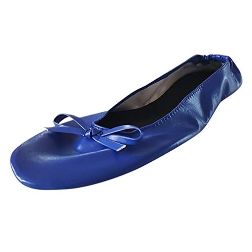 Ladies Flat Shoes,FAPIZI Women Foldable Portable Travel Ballet Flat Roll Up Slipper Fashion Casual Shoes Blue