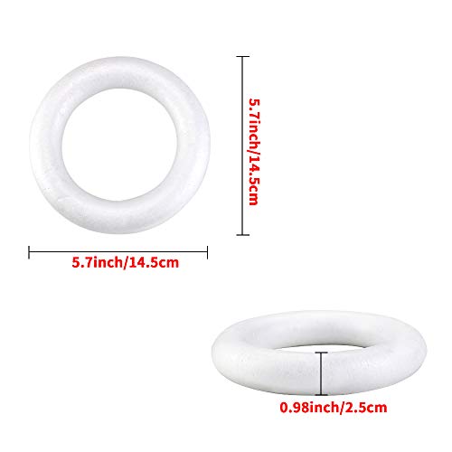 Hslife 12 Pack Craft Foam Wreath, Polystyrene Foam Ring for DIY Arts and Crafts, 5.9 x 5.9 x 1.2 inches