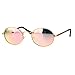 SA106 Mens 90s Gangster Rapper Mirror Lens Oval Retro Metal Rim Sunglasses Gold Pink