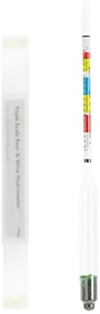 LIQUIDATION STOCK! Triple Scale Hydrometer for Beer, Wine, Mead & Kombucha - Specific Gravity ABV Tester. Overall Alcohol Tester!