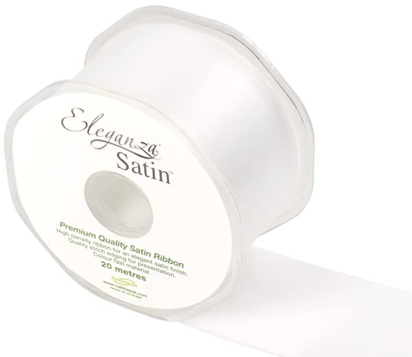 OakTree Double Faced Ribbon, White (No. 01), 50 mm x 20 m