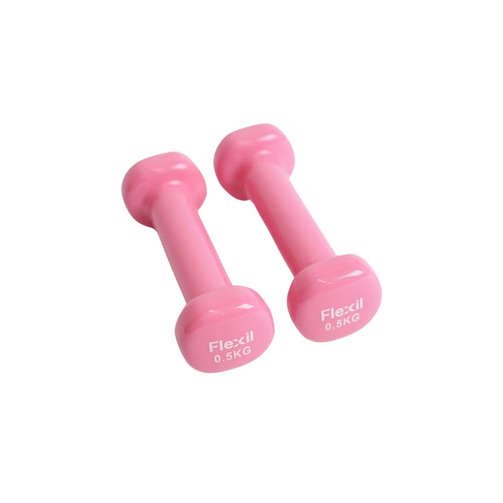 Flexil® Vinyl Dumbbell Weights | Set Of Hand Weights | Home Gym Equipment | Comfortable grip | 0.5kg