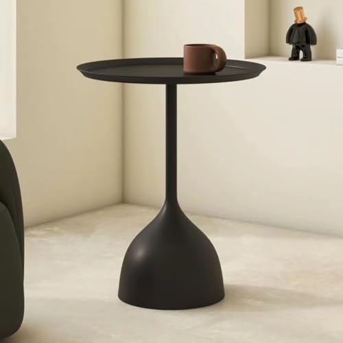 MOZOGOT Home Sofa Side Table Metal End Table, Round Modern Table Bedside Table Accent Side Table Nightstand for Living Room, Bedroom, Indoor & Outdoor Waterproof (Dark Black)