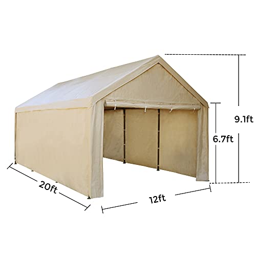 Abba Patio 12 x 20 ft Carport Extra Large Heavy Duty Carport with