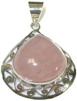 Rose Quartz & Sterling Silver Teardrop Pendant