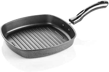 Swarambh Die Cast Square Grill Pan (23cm) Sandwich Grilled Pan Kabab Pan Non Stick Pan Tandoori Non Stick Fry Pan (Aluminium - Grey - Tandoori Grill P