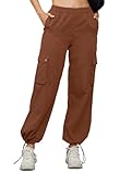 Rasutina Cargo Sweatpants for Women Brown Baggy