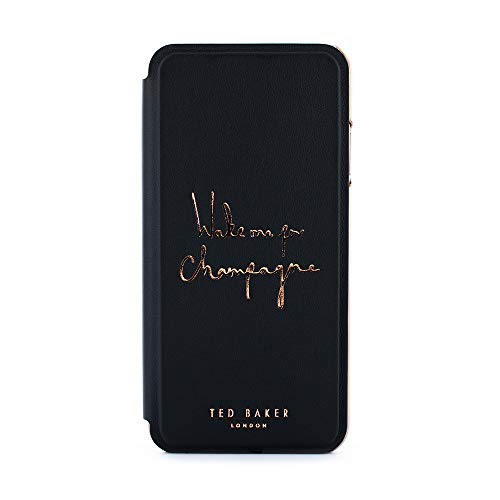 Ted Baker Champagne Fashion Mirror Folio Card Slot Case for iPhone Xs Max, Protective Cover iPhone Xs Max for Professional Women/Girls