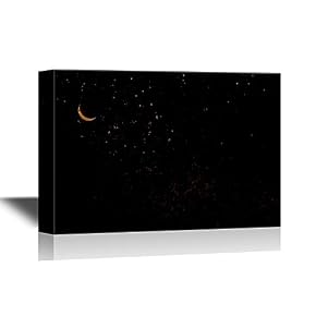 Night Sky with Star and Moon