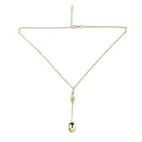 Toporchid Charm Tiny Tea Spoon Shape Pendant Necklace with Crown for Women Creative Mini Long Link Spoon Necklace(Gold Color)