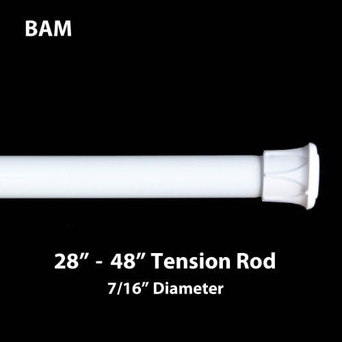 WHITE Spring Tension Rod. Adjustable from 28" to 48" by Royal Trading