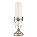 Amalfi Décor Sophia Antique Silver Metal Candle Holder with Glass Hurricane Vase, Crystal Draped Pillar Stand Home Accent Display
