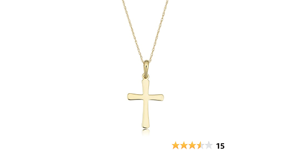 14k Yellow Gold Cross Necklace (18 inch 