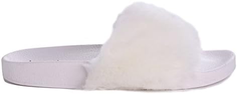 Linzi Fleur - White Faux Fur Sliders