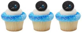 12 SAN JOSE SHARKS new CUPCAKE topper RINGS party NHL licensed FAVORS hockey