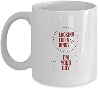 Queen54ferna Gifts Ring Bearer Fanatics: Looking For A Ring? I'm Your Guy Ring Bearer, Ring Guard, Junior Groomsman, Ring Boy, Coffee Mug Novelty,White Ceramic Tea Cup,11 Oz