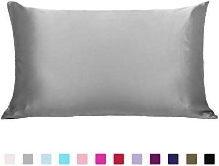 ZESTILK 100% Natural Silk Pillowcase with Hidden Zipper 1 PC (Queen 20"x30", Gray)