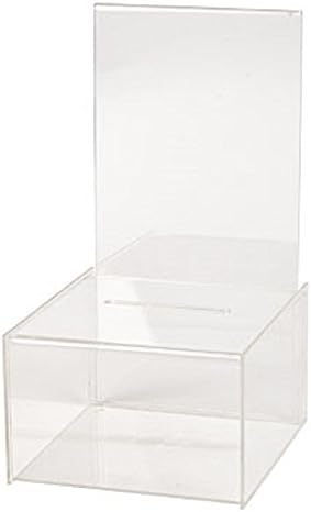 Small Acrylic Ballot Box with Sign Holder - 7¼”W x 4½"H x 8¼”D