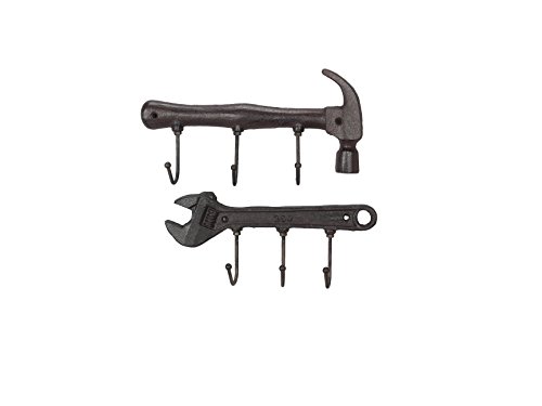 Young's 2 Piece Cast Iron Tool Triple Wall Hook Set, 10