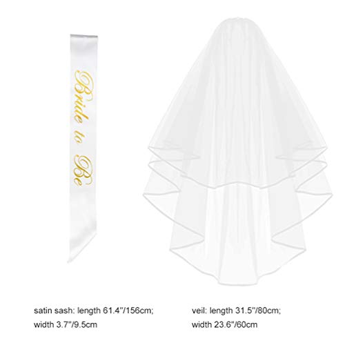 PRETTY SEE Bride Veil Set Wedding Veil Tulle Veils with Comb and Sash