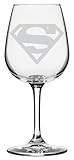 Superman Themed Etched All Purpose 12.75oz Libbey Wine Glass (Letter S)