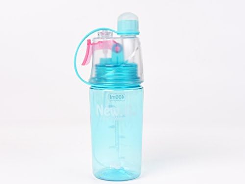 Plastic Spray Water Bottle 0.4L BPA Free Portable Insulated Leak Proof Sports Spray Water Bottle with Spray Mist Plastic Drink Bottle for Kids Students ( Blue 0.4L )