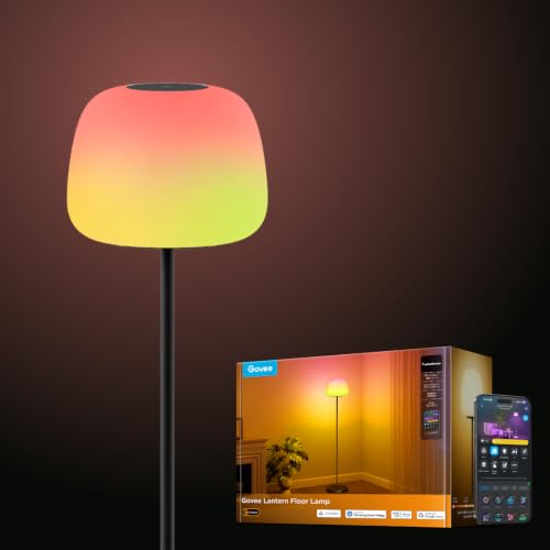 Govee Lantern Floor Lamp, Halo Gradient RGBIC Smart Corner Lamp with LuminBlend+, 1000K-10000K, Matter Compatible, 100+ Scene Modes, Music Sync, 1400lm, Modern Floor Lamps for Living Room, Black