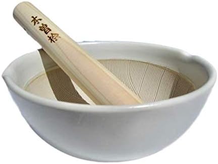 Amazon Com Made In Japan Ripple Ridge Mortar Pestle Suribachi Surikogi Set 6 6 Inches For Both Right And Left Handed Ivory Authentic Mino Ware Pottery M87852 Kitchen Dining
