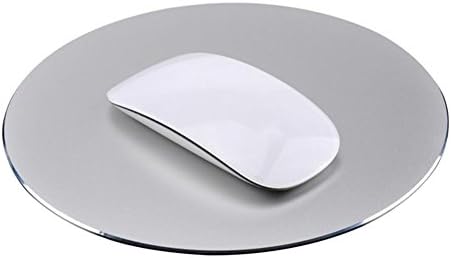Wisenovo Round Mouse Pad Circular Waterproof Aluminum Alloy Mouse Mat Non-Slip High-Grade PU Leather Gaming Mousepad for Desktops, Computer, PC and Laptops 220×220mm (Silver)