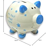 L & P Home & Gifts Ceramic Piggy Bank Blue Pig 1 Pc view 2