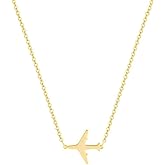 POYAMUSE Gold Airplane Pendant Necklace for Women - Stainless Steel Travel-Inspired Necklace with Simple Design
