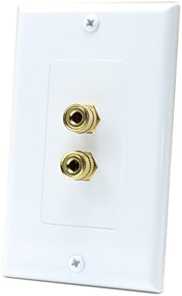 Gold Plated Banana 2 Coupler Type Connectors Wall Plate Banana Plug Binding Post Wall Plate for 2 Speakers - White