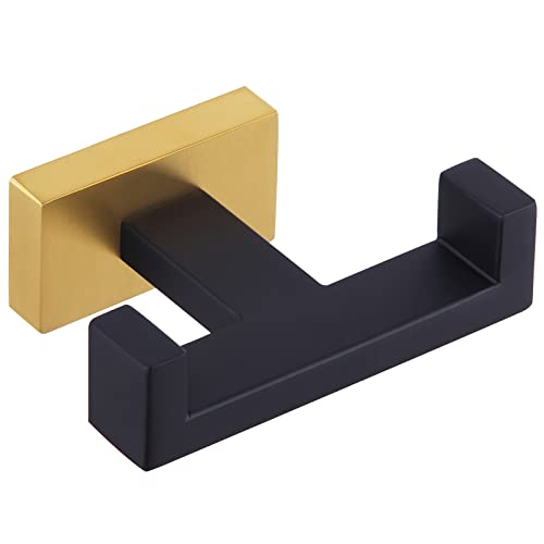 Angle Simple Double Towel Hook Black and Gold