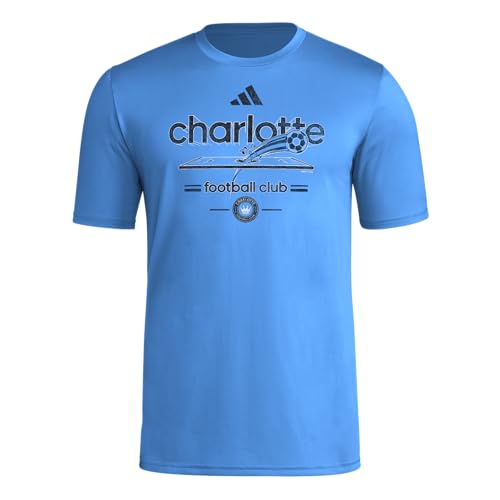 Adidas Mens Charlotte FC Pre-Game Short Sleeve Soccer T-Shirt,Sharp Blue/Charlo…