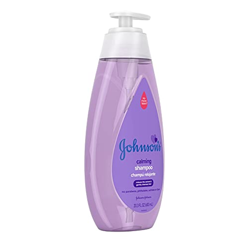 JOHNSON’S CALMING BABY SHAMPOO WITH SOOTHING NATURALCALM SCENT, HYPOALLERGENIC & TEAR-FREE BABY HAIR SHAMPOO, FREE OF PARABENS, PHTHALATES, SULFATES & DYES, 20.3 FL. OZ
