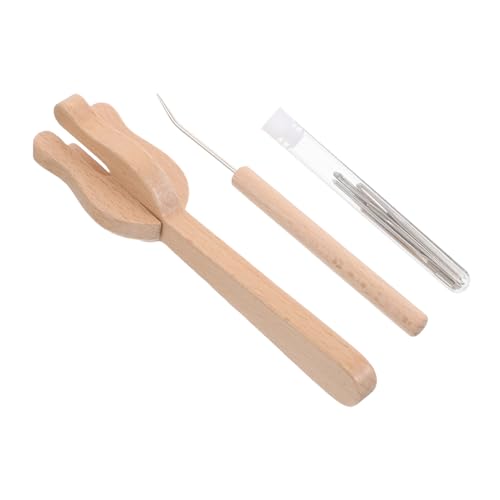 VILLCASE 1 Set Wooden Yarn Weaving Fork Darning Needle Kit Versatile Crochet Tools for DIY Knitting Projects for All Skill Levels Sturdy Construction