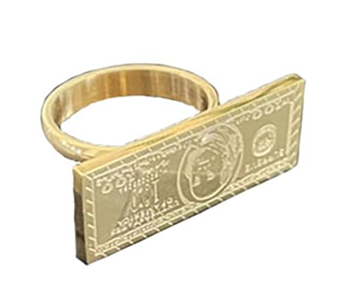 Hundred Dollar Benjamin Bill 0ne Finger Ring Stainless Steel