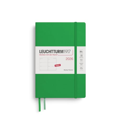 LEUCHTTURM1917 372718 Weekly Planner Paperback (B6+) 2026, 12 Months, Spring Leaf, English