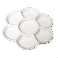 Chiloskit Ceramic 7 Well Daisy Shaped Watercolour Paint Mixing Palette Artist Paint Porcelain Palette for Water, Oil or Acrylic Colour (3")