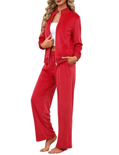 Totatuit Womens Sweatsuits Set Full Zip Up Jacket Jogger Lounge Set at Amazon
